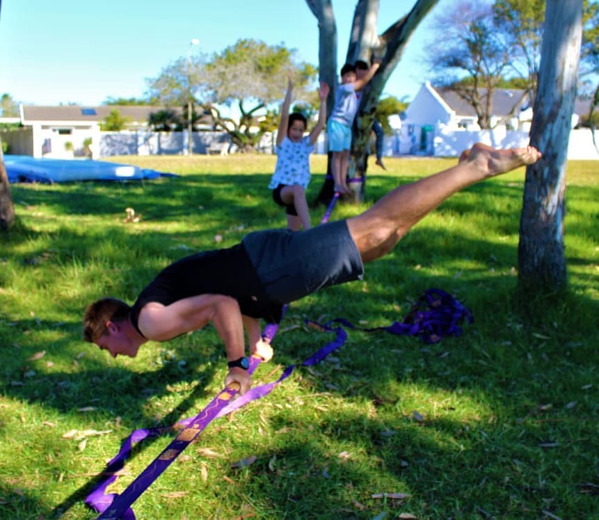 Planche on straps